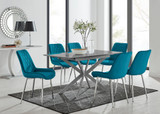 Lira 120cm Grey Metal Extending Dining Table & 6 Pesaro Silver Leg Chairs - lira-grey-120cm-6-high-gloss-square-dining-table-6-blue-velvet-pesaro-silver-chairs.jpg