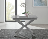 Lira 100cm Grey Metal Extending Dining Table & 4 Isco Chairs - lira-grey-100cm-4-seater-high-gloss-square-modern-dining-table-1.jpg