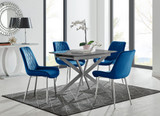 Lira 120cm Grey Metal Extending Dining Table & 4 Pesaro Silver Leg Chairs - LIRA-100cm-Grey-Extending-Table-4-Pesaro-silver-leg-navy-fabric.jpg