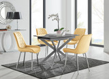 Lira 120cm Grey Metal Extending Dining Table & 4 Pesaro Silver Leg Chairs - LIRA-100cm-Grey-Extending-Table-4-Pesaro-silver-leg-mustard-fabric.jpg