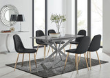 Lira 100cm Grey Metal Extending Dining Table & 6 Corona Gold Leg Chairs - lira-grey-120cm-6-high-gloss-square-dining-table-6-black-leather-corona-gold-chairs.jpg