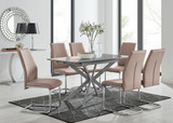 Lira 100cm Grey Metal Extending Dining Table & 6 Lorenzo Chairs - lira-grey-120cm-6-high-gloss-square-dining-table-6-beige-leather-lorenzo-chairs-set.jpg