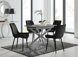 Lira 100cm Grey Metal Extending Dining Table & 4 Pesaro Black Leg Chairs - LIRA-100cm-Grey-Extending-Table-4-Pesaro-black-leg-black-fabric.jpg