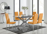 Lira 120cm Grey Metal Extending Dining Table & 6 Milan Chrome Leg Chairs - lira-grey-120cm-6-high-gloss-square-dining-table-6-mustard-leather-milan-chairs-set.jpg