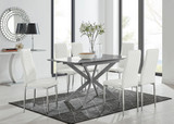 Lira 100cm Grey Metal Extending Dining Table & 6 Milan Chrome Leg Chairs - lira-grey-120cm-6-seater-high-gloss-square-dining-table-6-white-leather-milan-chairs-set.jpg
