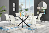 Novara Black Leg Round Glass Dining Table & 6 Nora Silver Leg Chairs - novara-120-black-leg-round-dining-table-6-cream-velvet-nora-silver-chairs-set.jpg