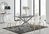 Lira 120cm Grey Metal Extending Dining Table & 6 Corona Gold Leg Chairs - lira-grey-120cm-6-high-gloss-square-dining-table-6-white-leather-corona-gold-chairs.jpg