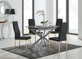 Lira 100cm Grey Metal Extending Dining Table & 4 Milan Gold Leg Chairs - lira-grey-100cm-4-high-gloss-square-dining-table-4-black-leather-milan-gold-chairs.jpg
