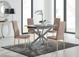 Lira 100cm Grey Metal Extending Dining Table & 4 Milan Gold Leg Chairs - lira-grey-100cm-4-high-gloss-square-dining-table-4-beige-leather-milan-gold-chairs.jpg