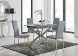 Lira 100cm Grey Metal Extending Dining Table & 4 Milan Gold Leg Chairs - lira-grey-100cm-4-high-gloss-square-dining-table-4-grey-leather-milan-gold-chairs-set.jpg