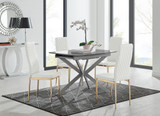 Lira 100cm Grey Metal Extending Dining Table & 4 Milan Gold Leg Chairs - lira-grey-100cm-4-high-gloss-square-dining-table-4-white-leather-milan-gold-chairs.jpg