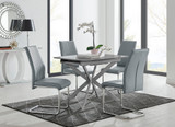 Lira 100cm Grey Metal Extending Dining Table & 4 Lorenzo Chairs - lira-grey-100cm-4-seater-high-gloss-square-dining-table-4-grey-leather-lorenzo-chairs-set.jpg