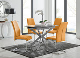 Lira 100cm Grey Metal Extending Dining Table & 4 Lorenzo Chairs - lira-grey-100cm-4-high-gloss-square-dining-table-4-mustard-leather-lorenzo-chairs-set.jpg