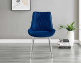 Lira 100cm Grey Metal Extending Dining Table & 4 Pesaro Silver Leg Chairs - Pesaro-Silver-Navy-dining-chair (2).jpg