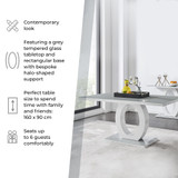 Giovani Rectangular Grey and White High Gloss Glass 6 Seater Large Dining Table - 113-FBOX-White-Grey-Giovani-6-Seats-Table-1.jpg