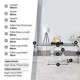 Giovani Rectangular Grey and White High Gloss Glass 6 Seater Large Dining Table - 113-FBOX-White-Grey-Giovani-6-Seats-Table-2.jpg