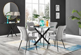 Novara Black Leg Round Glass Dining Table & 4 Nora Black Leg Chairs - novara-100-black-leg-round-dining-table-4-light-grey-velvet-nora-black-chairs-set.jpg