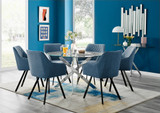 Novara 120cm Round Glass Dining Table & 6 Falun Black Leg Chairs - novara-120cm-chrome-silver-round-dining-table-6-blue-fabric-falun-black-chairs-set.jpg