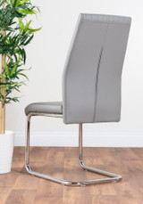 Enna Black Glass Extending Dining Table and 6 Lorenzo Chairs - 2-grey-lorenzo-modern-leather-dining-chairs-seats-chrome-5.jpg