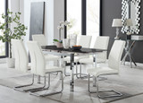 Enna Black Glass Extending Dining Table and 6 Lorenzo Chairs - enna-6-black-glass-extending-chrome-dining-table-6-white-leather-lorenzo-chairs-set_1.jpg