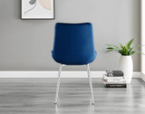 Novara White High Gloss 120cm Round Dining Table & 6 Pesaro Silver Leg Chairs - Pesaro-Silver-Navy-dining-chair (3).jpg