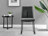 Novara Grey Concrete Effect Black Leg 120cm Round Dining Table & 6 Halle Chairs - halle-dark-grey-fabric-black-leg-dining-chair.jpg