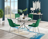 Novara White Marble Round Dining Table & 4 Pesaro Silver Leg Chairs - novara-marble-100-silver-chrome-round-dining-table-4-green-velvet-pesaro-silver-chairs-set.jpg