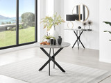 Novara Grey Concrete Effect Black Leg Round Dining Table & 4 Halle Chairs - novara-concrete-100-black-metal-modern-round-dining-table-2.jpg