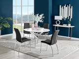 Novara White High Gloss 120cm Round Dining Table & 4 Isco Chairs - novara-white-120-silver-chrome-round-dining-table-4-black-leather-isco-chairs-set.jpg