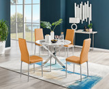Novara White Marble Round Dining Table & 4 Milan Chrome Leg Chairs - novara-marble-100-silver-metal-round-dining-table-4-mustard-leather-milan-chairs.jpg