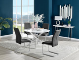 Novara White High Gloss 120cm Round Dining Table & 4 Lorenzo Chairs - novara-white-120-silver-chrome-round-dining-table-4-black-leather-lorenzo-chairs-set.jpg