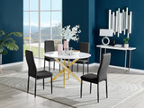 Novara White Gloss Gold Leg 120cm Round Dining Table & 4 Milan Black Leg Chairs - novara-white-120-gold-chrome-round-dining-table-4-black-leather-milan-black-chairs-set.jpg