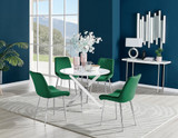 Novara White High Gloss Round Dining Table & 4 Pesaro Silver Leg Chairs - novara-white-100-silver-metal-round-dining-table-4-green-velvet-pesaro-silver-chairs-set.jpg