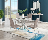 Novara White Marble Round Dining Table & 4 Isco Chairs - novara-marble-100-silver-metal-round-dining-table-4-beige-leather-isco-chairs-set.jpg