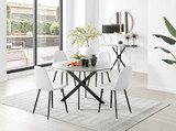 Novara Grey Concrete Effect Black Leg 120cm Round Dining Table & 4 Corona Black Leg Chairs - novara-concrete-120-black-metal-round-dining-table-4-white-leather-corona-black-chairs-set.jpg