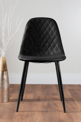 Novara Grey Concrete Effect Black Leg 120cm Round Dining Table & 4 Corona Black Leg Chairs - black-corona-black-leg-modern-leather-dining-chair-1.jpg