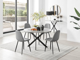 Novara Grey Concrete Effect Black Leg 120cm Round Dining Table & 4 Corona Black Leg Chairs - novara-concrete-120-black-metal-round-dining-table-4-grey-leather-corona-black-chairs-set.jpg