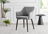 Novara Grey Concrete Effect Black Leg 120cm Round Dining Table & 6 Calla Black Leg Chairs - Calla-grey-black-dining-chair-1.jpg