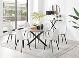 Novara Grey Concrete Effect Black Leg 120cm Round Dining Table & 6 Corona Black Leg Chairs - novara-concrete-120-black-metal-round-dining-table-6-white-leather-corona-black-chairs-set.jpg