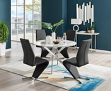 Novara White Marble 120cm Round Dining Table & 4 Willow Chairs - novara-marble-120-silver-chrome-round-dining-table-4-black-leather-willow-chairs-set.jpg