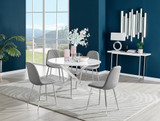 Novara White High Gloss 120cm Round Dining Table & 4 Corona Silver Leg Chairs - novara-white-120-silver-chrome-round-dining-table-4-grey-leather-corona-silver-chairs-set.jpg