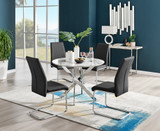 Novara White Marble Round Dining Table & 4 Lorenzo Chairs - novara-marble-100-silver-metal-round-dining-table-4-black-leather-lorenzo-chairs-set.jpg