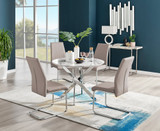 Novara White Marble Round Dining Table & 4 Lorenzo Chairs - novara-marble-100-silver-metal-round-dining-table-4-beige-leather-lorenzo-chairs-set.jpg