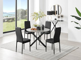 Novara Grey Concrete Effect Black Leg Round Dining Table & 4 Milan Black Leg Chairs - novara-concrete-100-black-metal-round-dining-table-4-black-leather-milan-black-chairs-set.jpg