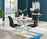 Novara White Marble 120cm Round Dining Table & 4 Murano Chairs - novara-marble-120-silver-chrome-round-dining-table-4-black-leather-murano-chairs-set.jpg