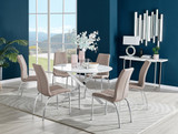 Novara White High Gloss 120cm Round Dining Table & 6 Isco Chairs - novara-white-120-silver-chrome-round-dining-table-6-beige-leather-isco-chairs-set.jpg
