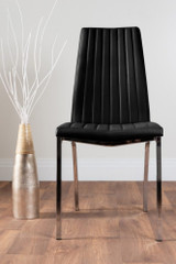 Novara White High Gloss 120cm Round Dining Table & 6 Isco Chairs - black-isco-chrome-leg-modern-quality-leather-dining-chair-2_1_1.jpg