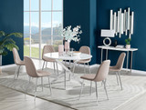 Novara White High Gloss 120cm Round Dining Table & 6 Corona Silver Leg Chairs - novara-white-120-silver-chrome-round-dining-table-6-beige-leather-corona-silver-chairs-set.jpg