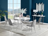 Novara White High Gloss 120cm Round Dining Table & 6 Corona Silver Leg Chairs - novara-white-120-silver-chrome-round-dining-table-6-grey-leather-corona-silver-chairs-set.jpg