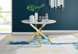 Novara White Marble Gold Leg 120cm Round Dining Table & 4 Corona Gold Leg Chairs - novara-marble-120-gold-chrome-modern-round-dining-table-2.jpg